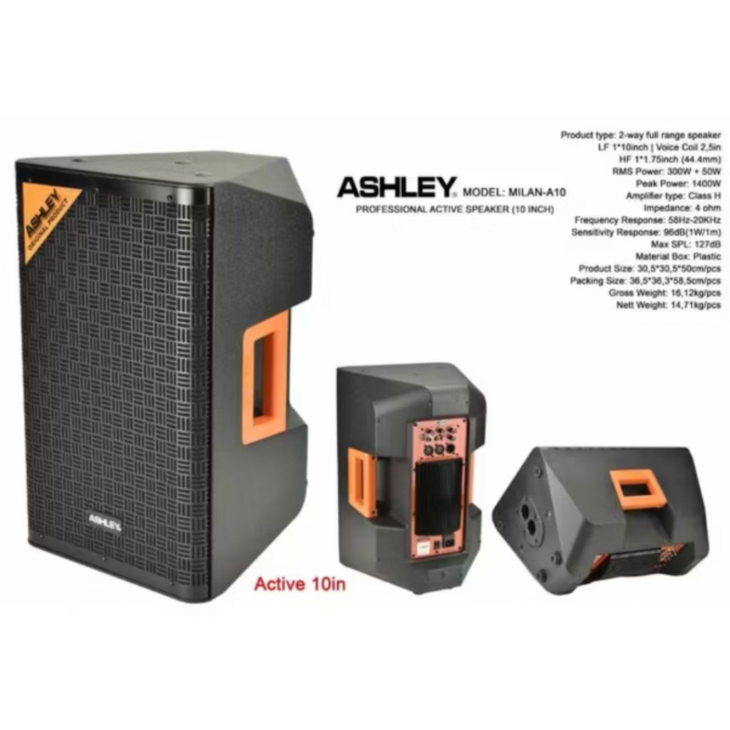 Ashley Milan A10 Speaker Aktif 10 Inch Original | Max 1400 Watt