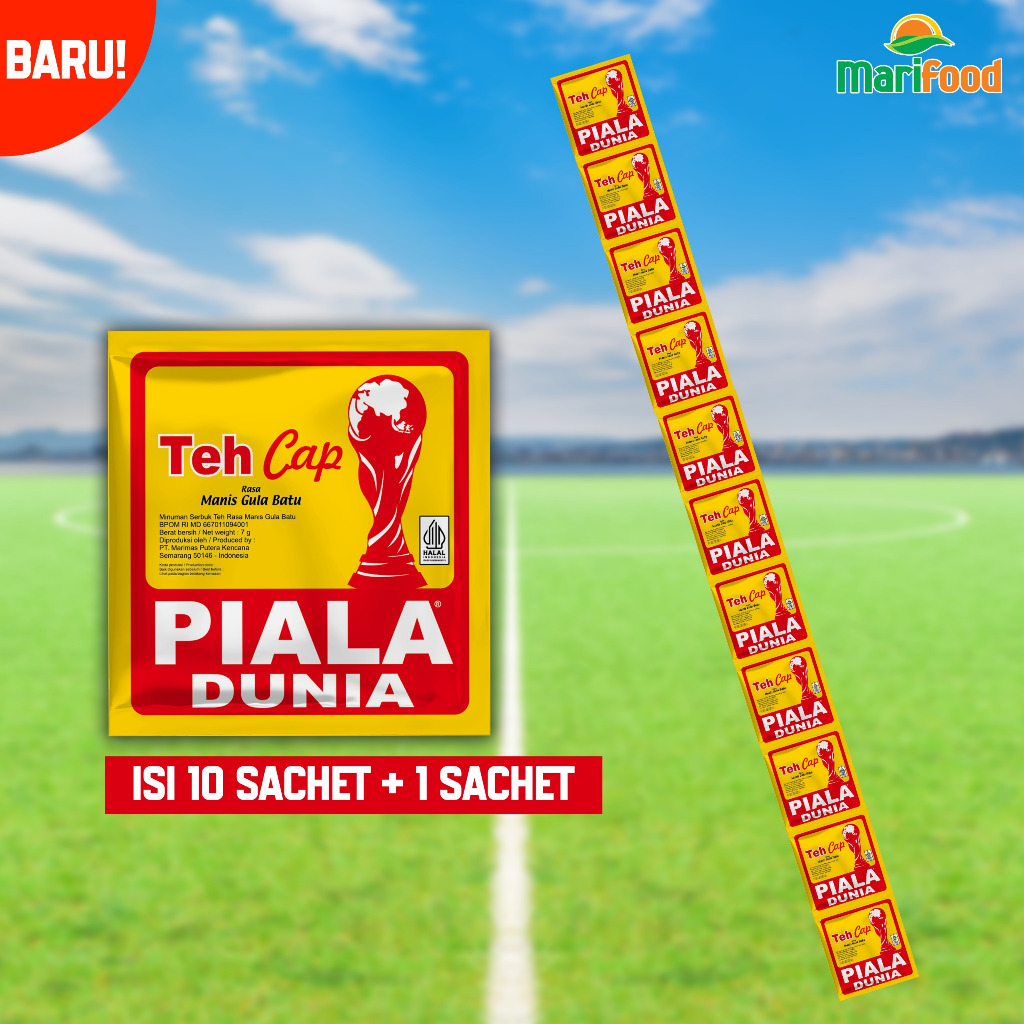 

Minuman Teh Piala Dunia Rasa Manis Gula Batu - Renteng Isi 10 Sachet