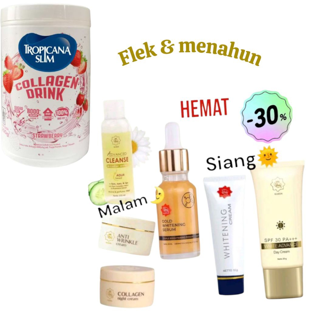 Viva Skincare Paketan Menahun Satu Set Tropicana Slim Collagen Drink Rasa Strawberry 200 Gram