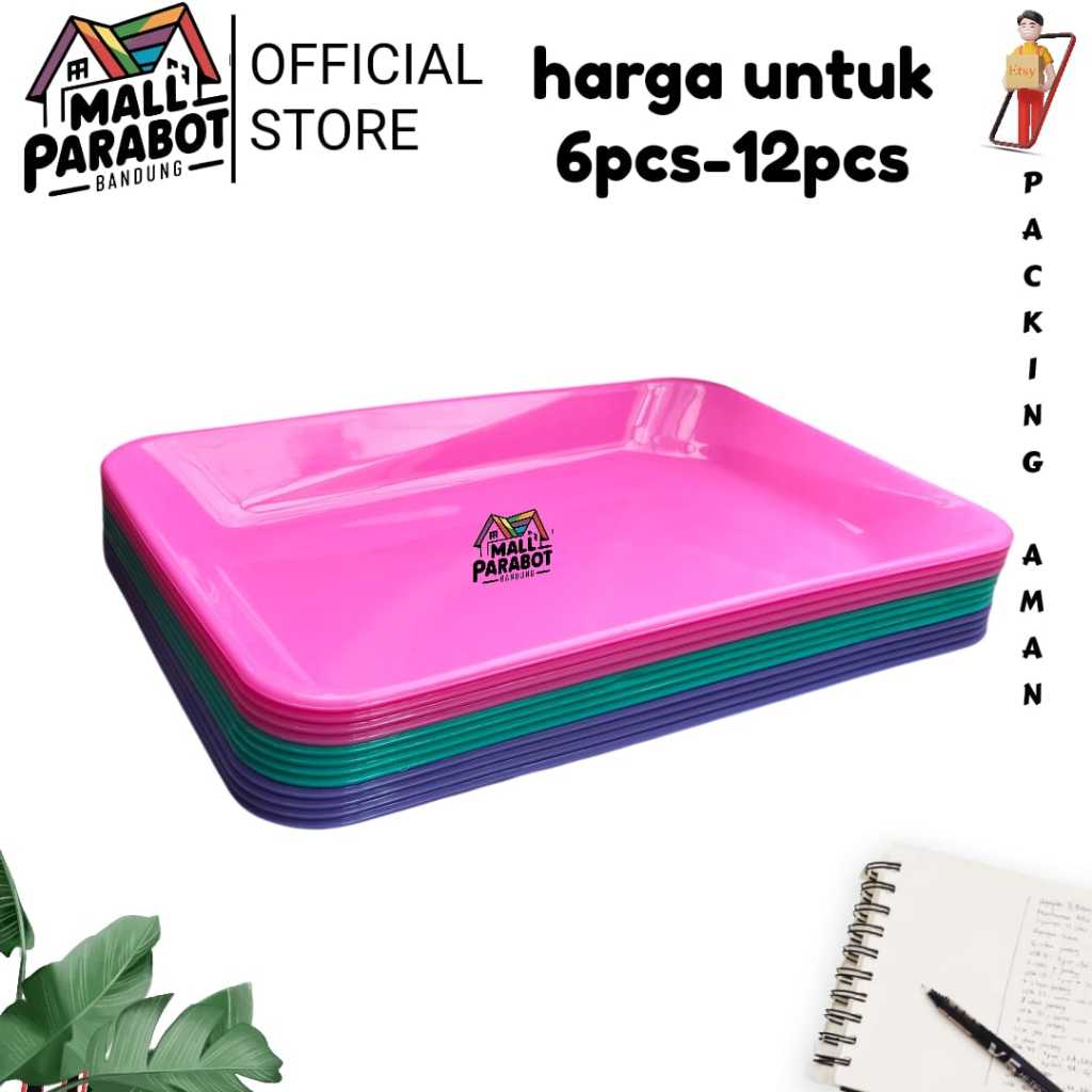 [6PCS-12PCS] Piring Persegi panjang Plastik/Piring Plastik Serbaguna