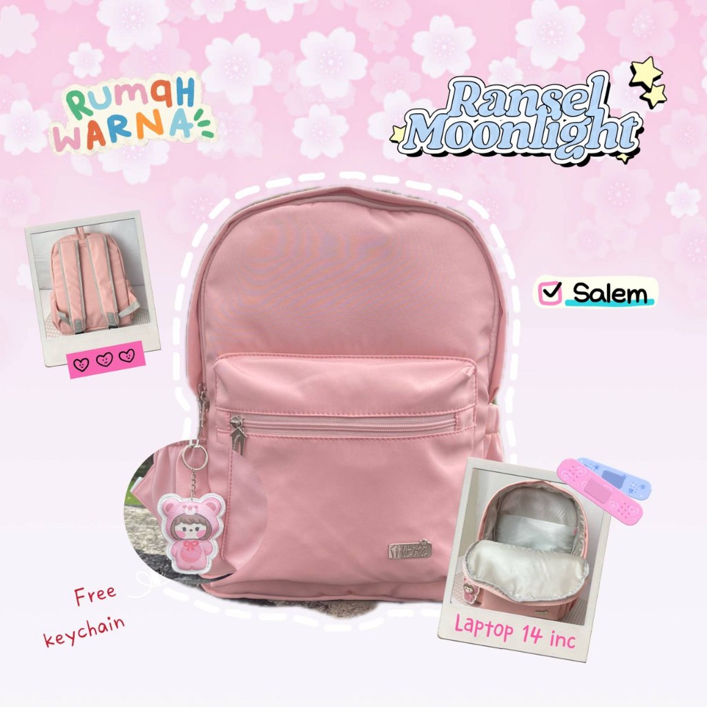 RUMAH WARNA Tas Ransel Wanita Tas Sekolah Wanita Tas Kerja Wanita Tas Kuliah Wanita Moonlight Bahan 