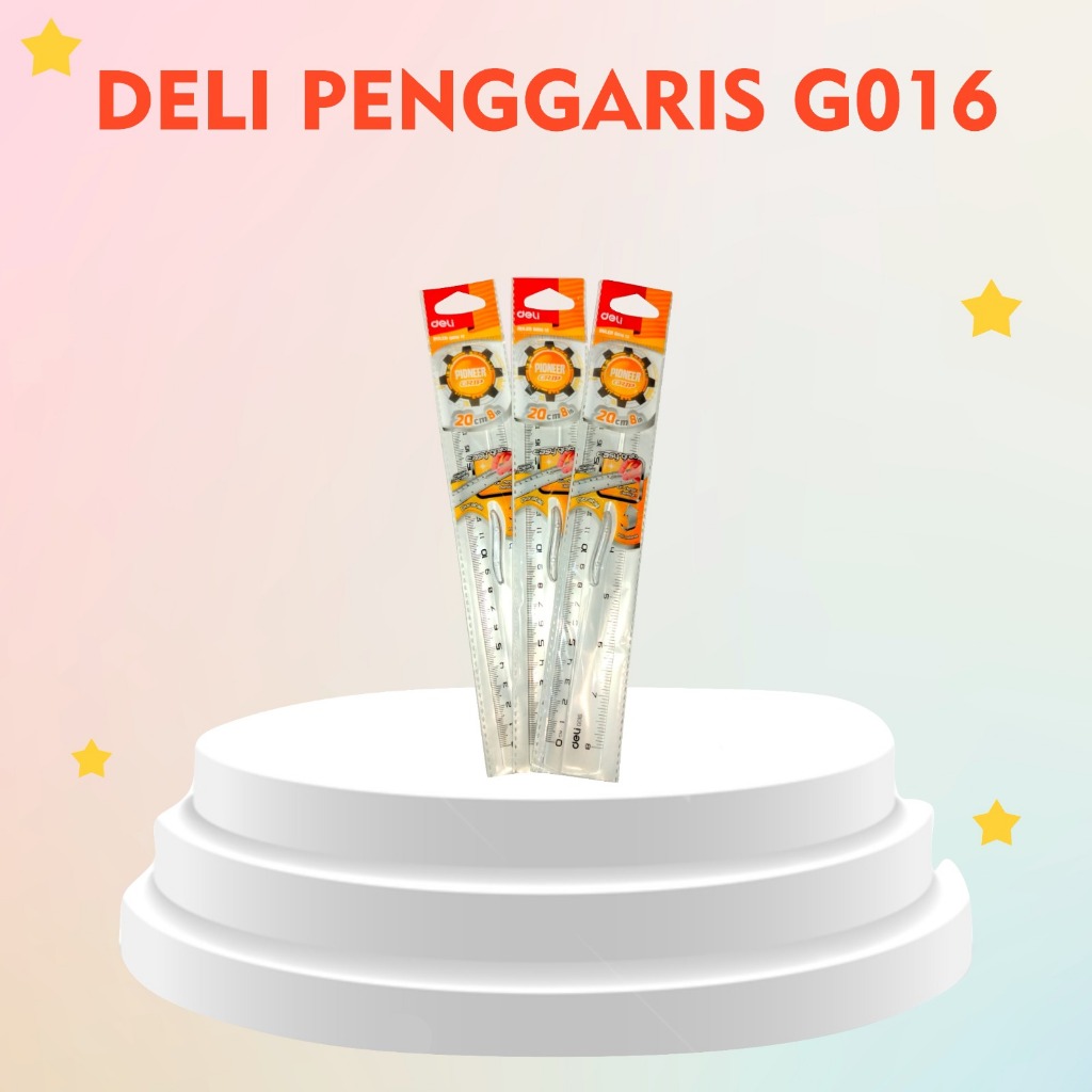 

DELI PENGGARIS TRANSPARANT EG01612/PENGGARIS 20 CM GAGANG HANDLE PEGANGAN G-016 MISTAR PLASTIK TEBAL DELI DRAFTING RULER 5.0 2
