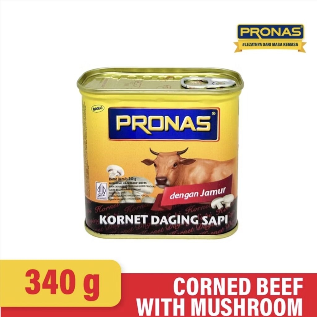 

Pronas Kornet Sapi Mushroom 340g - Daging Sapi Dengan Jamur Protein Tinggi Bisa Langsung Dimakan