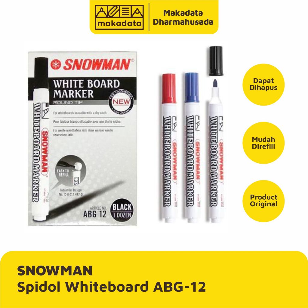 

SPIDOL PAPAN TULIS WHITEBOARD SNOWMAN ABG-12 (1PCS)