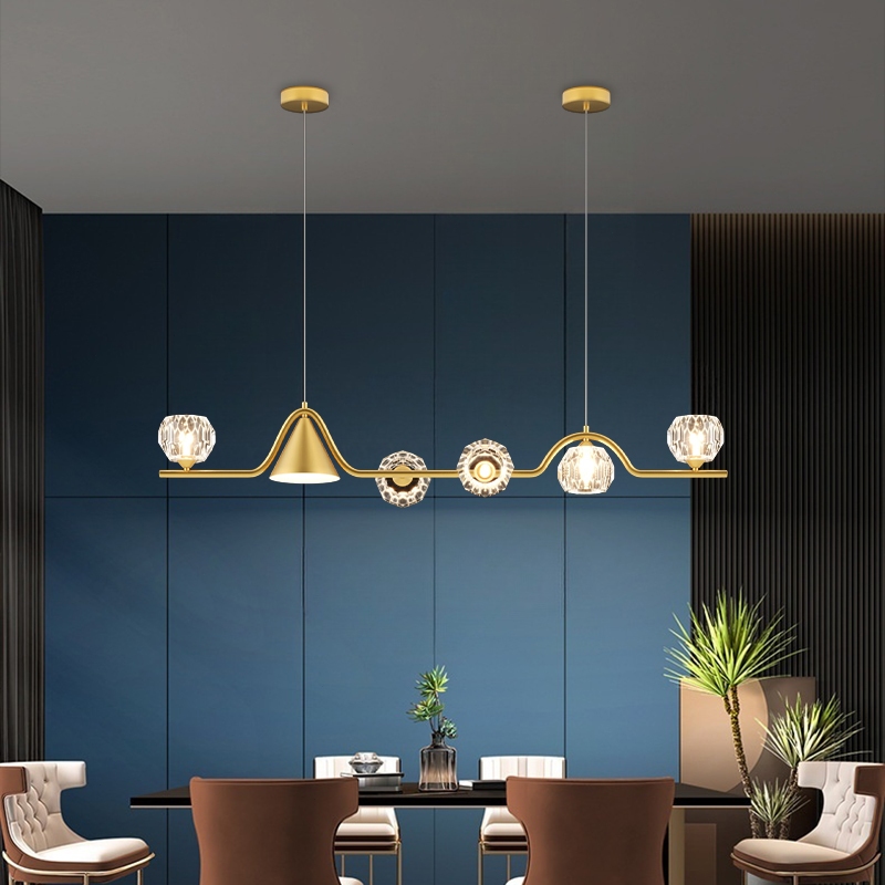 Lampu Gantung Ruang Makan Minimalis - Lampu Meja Makan Nordik Modern, Desain Kristal Panjang Elegant