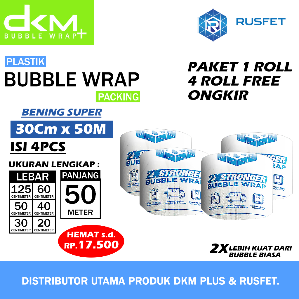 

Plastik Bubble Wrap Bening Super Roll 30 x 50 meter Dkm Plus Bubblewrap Packing 125 X 50 Meter Paket 1 Roll