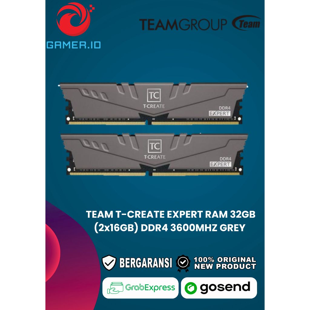 TEAM T-CREATE EXPERT RAM 32GB (2x16GB) DDR4 3600MHZ GREY - RAM PC - RAM DDR4 - RAM KOMPUTER