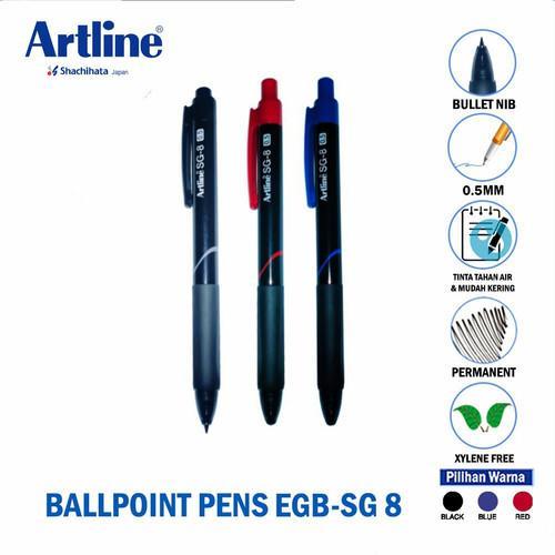 

(1 PACK) Artline Ballpoint Pen EGB-SG 8 | Pulpen 0.5mm Bullet Nib - Tinta Permanent Xylene Free