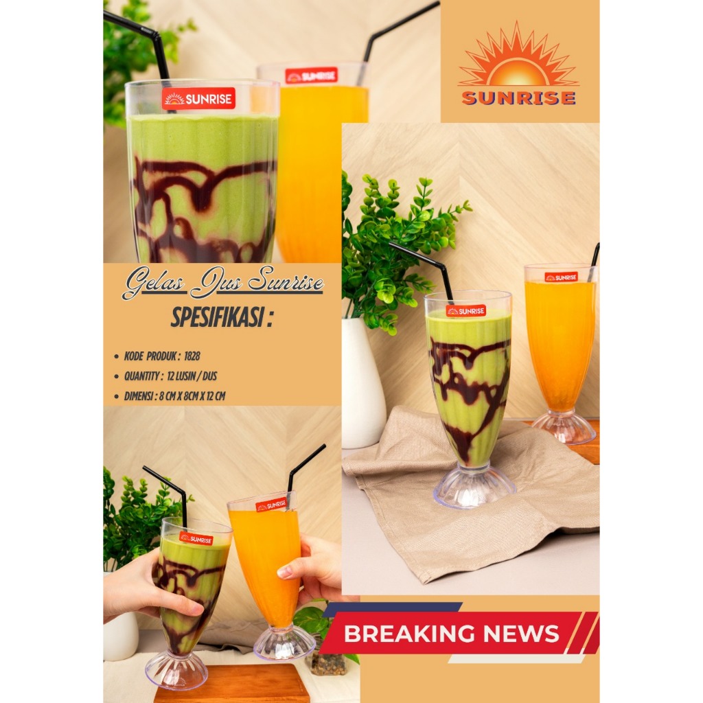 (6pcs) Gelas Jus Mika Sunrise / Gelas Jus Akrilik murah