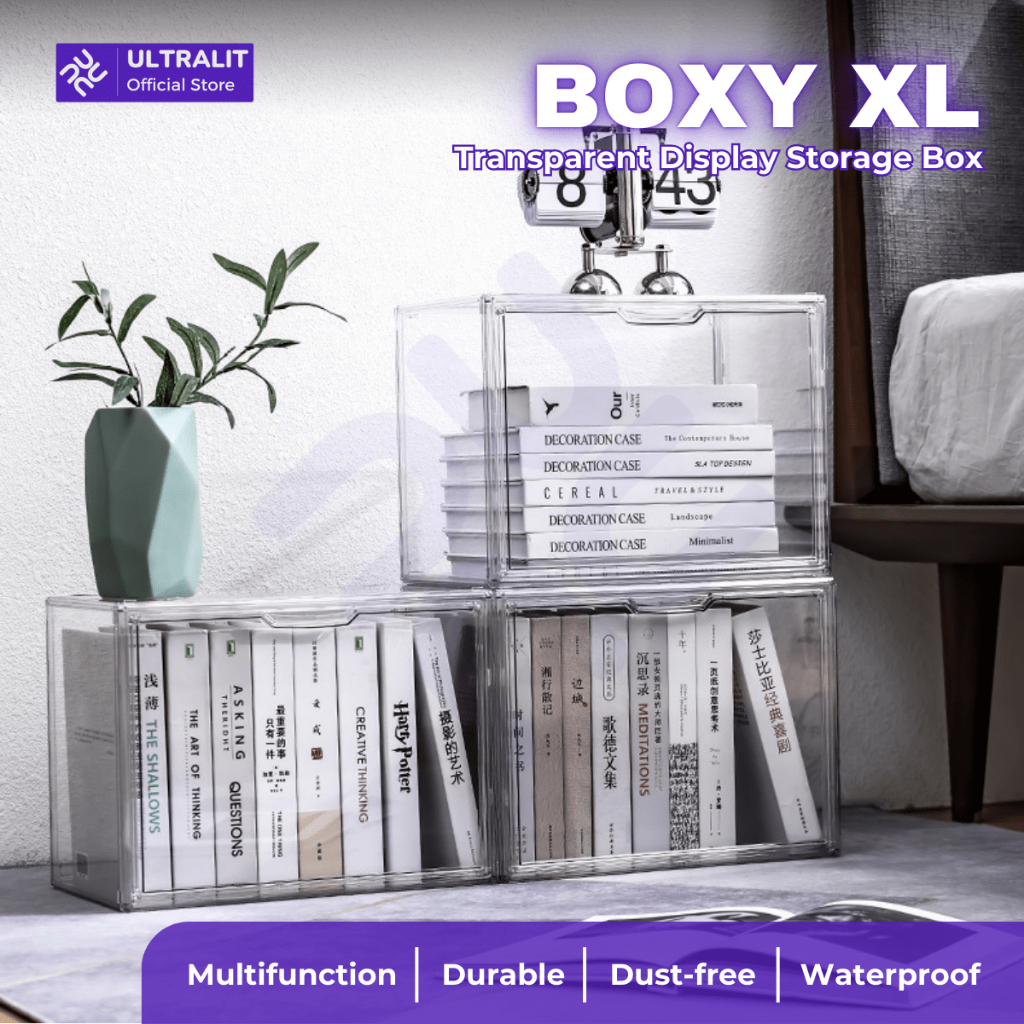 ULTRALIT  BOXY Rak Display PREMIUM Aesthetic XL Rak Transparan Akrilik Premium – Storage Sepatu (NIK