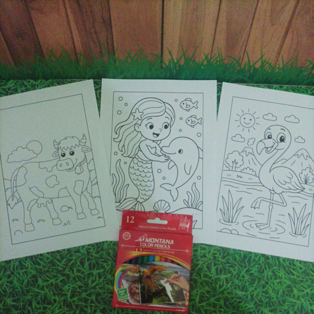 

Paket 50 lembar mewarnai buku/kertas anak tema hewan gratis pensil warna