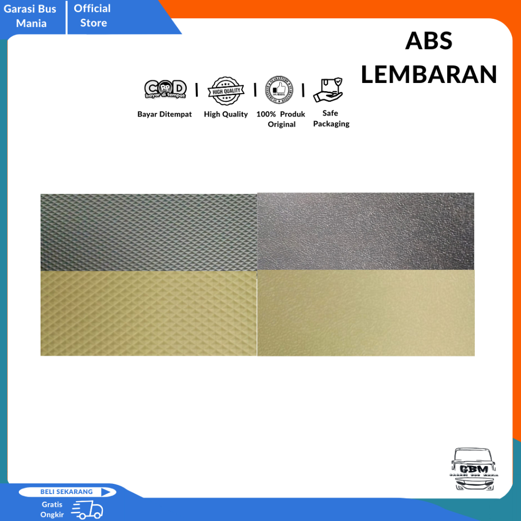 Lembaran ABS Plastik Sheet Kuat Lentur Tahan Panas Bus