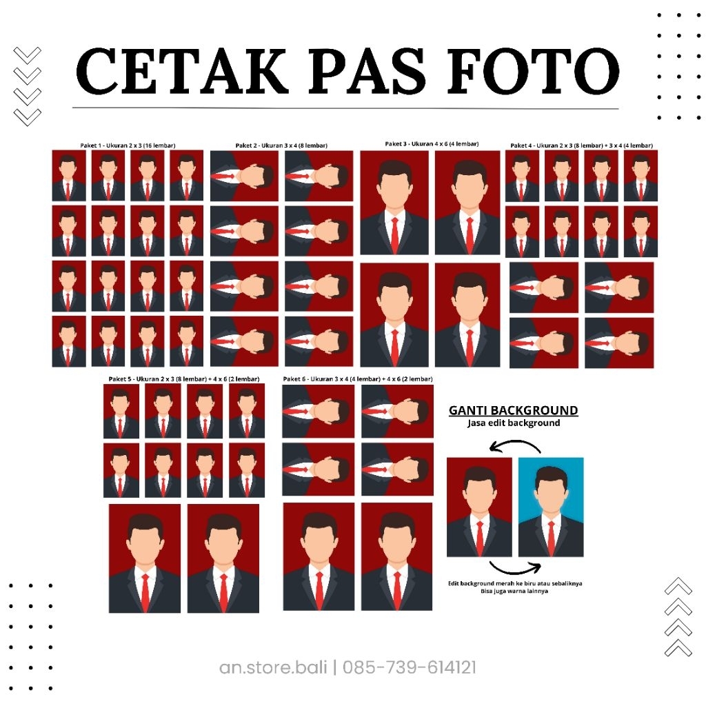 Cetak Pas Foto Ukuran Terlengkap 2x3/3x4/4x6/Custom Paket Cetak Pas Foto Murah Terlengkap