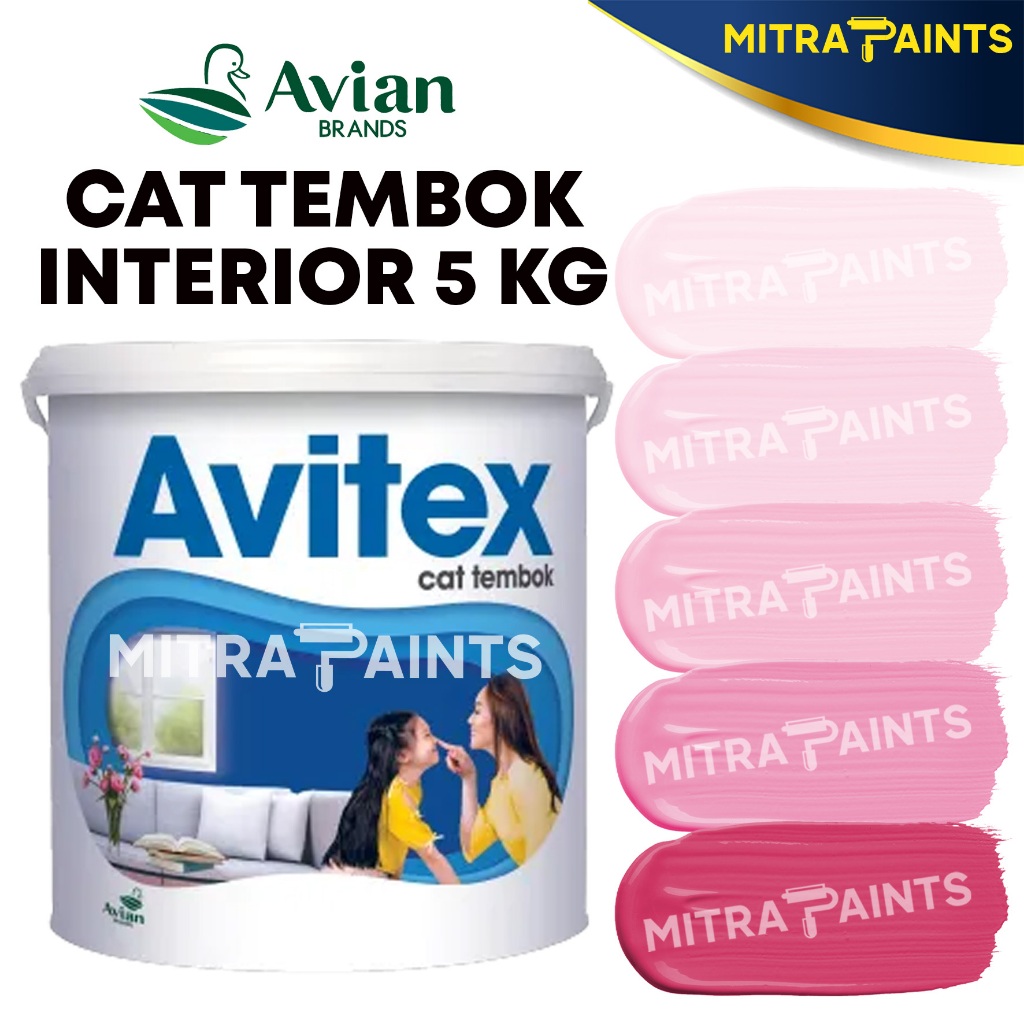 CUSTOM ORIGINAL CAT TEMBOK AVITEX INTERIOR 5 KG / AVIAN R15 WARNA PINK