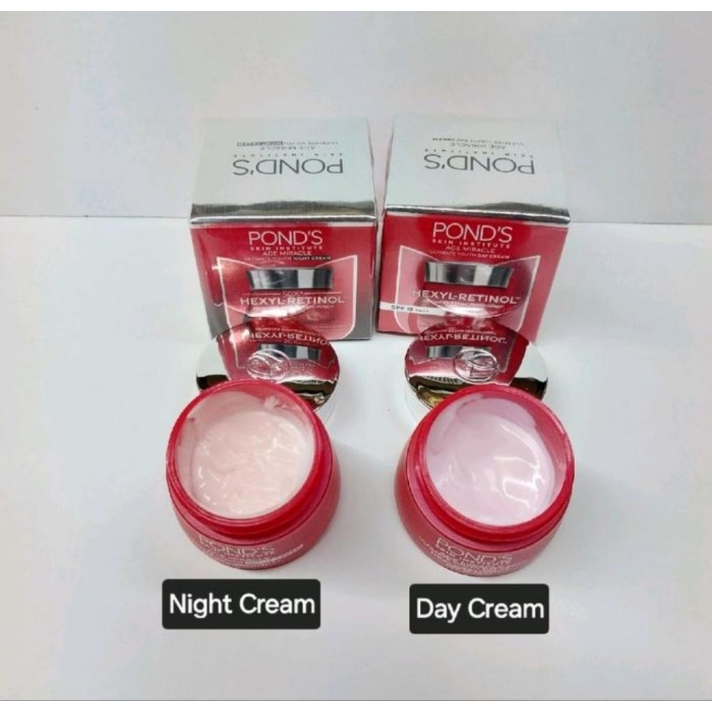 Paket Cream Day & Night Ponds Age Miracle Night & Day Youthful Glow Retinol - Moisturizer [Paket sia