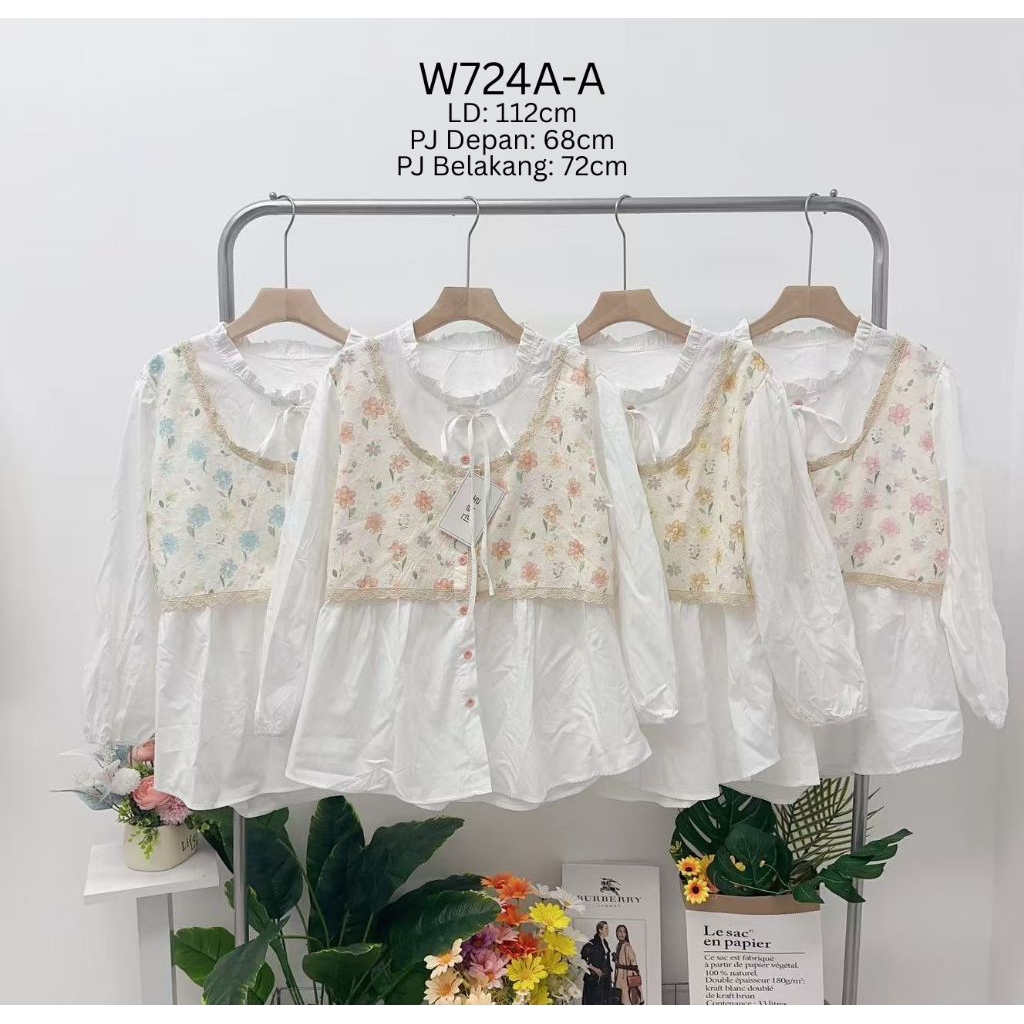 Blouse import katun renda brukat