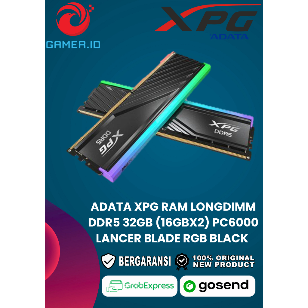 ADATA XPG RAM LONGDIMM DDR5 32GB (16GBX2) PC6000 LANCER BLADE RGB BLACK - RAM ADATA - RAM KOMPUTER -