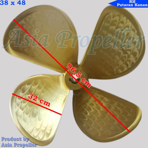 Propeller Baling baling kapal Kuningan diameter 38 x 48 Putaran Kanan (RH) 4 Daun - Asia Propeller