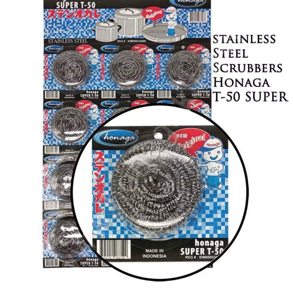 ( 12 pcs ) GOSOK PANCI STAINLESS HONAGA T-50 SUPER  / SABUT KOSOK CUCI PIRING DAN PANCI KAWAT MURAH