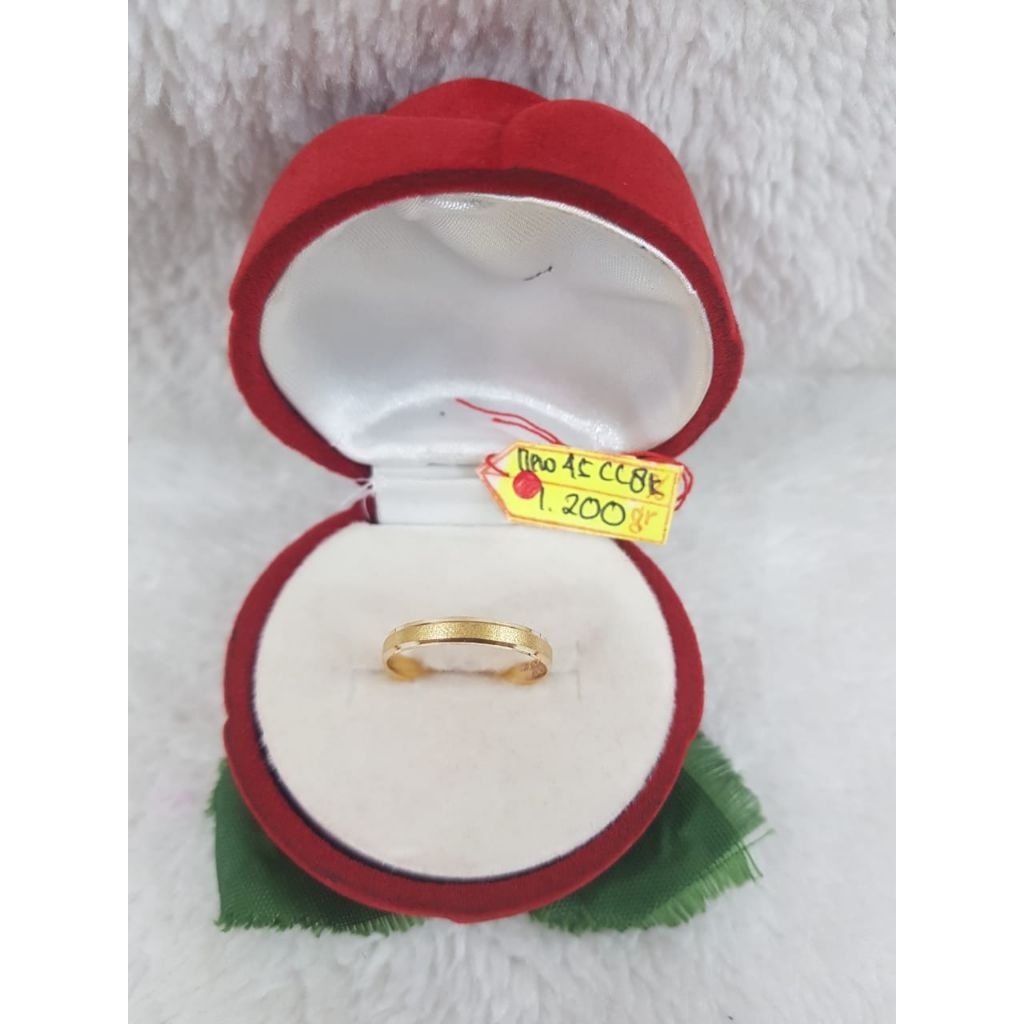 CC909DLM Cincin persegi pasiran emas kuning asli berat 1.200 no.18 d.1,8 kadar 8k 375%