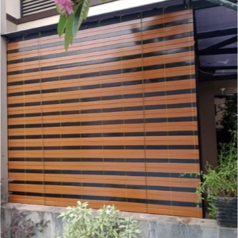 Tirai PVC outdoor minimalis waterprof TIRAI PVC OUTDOOR INDOOR coklat hitam putih