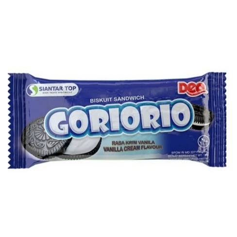 

Goriorio Biskuit Sandwich Rasa Vanilla 1 Renceng Isi 10 pcs @10gr Snack Grosir