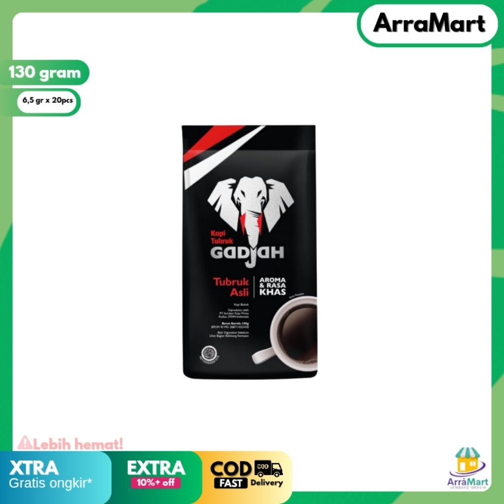 

Kopi Tubruk Gadjah Asli Kopi Bubuk 20 sachets x 6.5gr 1pouch