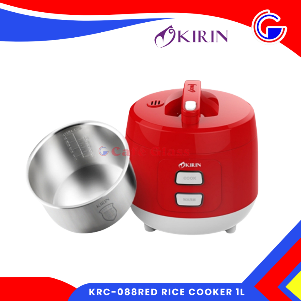 Kirin Rice Cooker Krc-088 Red 1L I Magic Com Listrik Mini I Inner Pot Stainless Steel 304