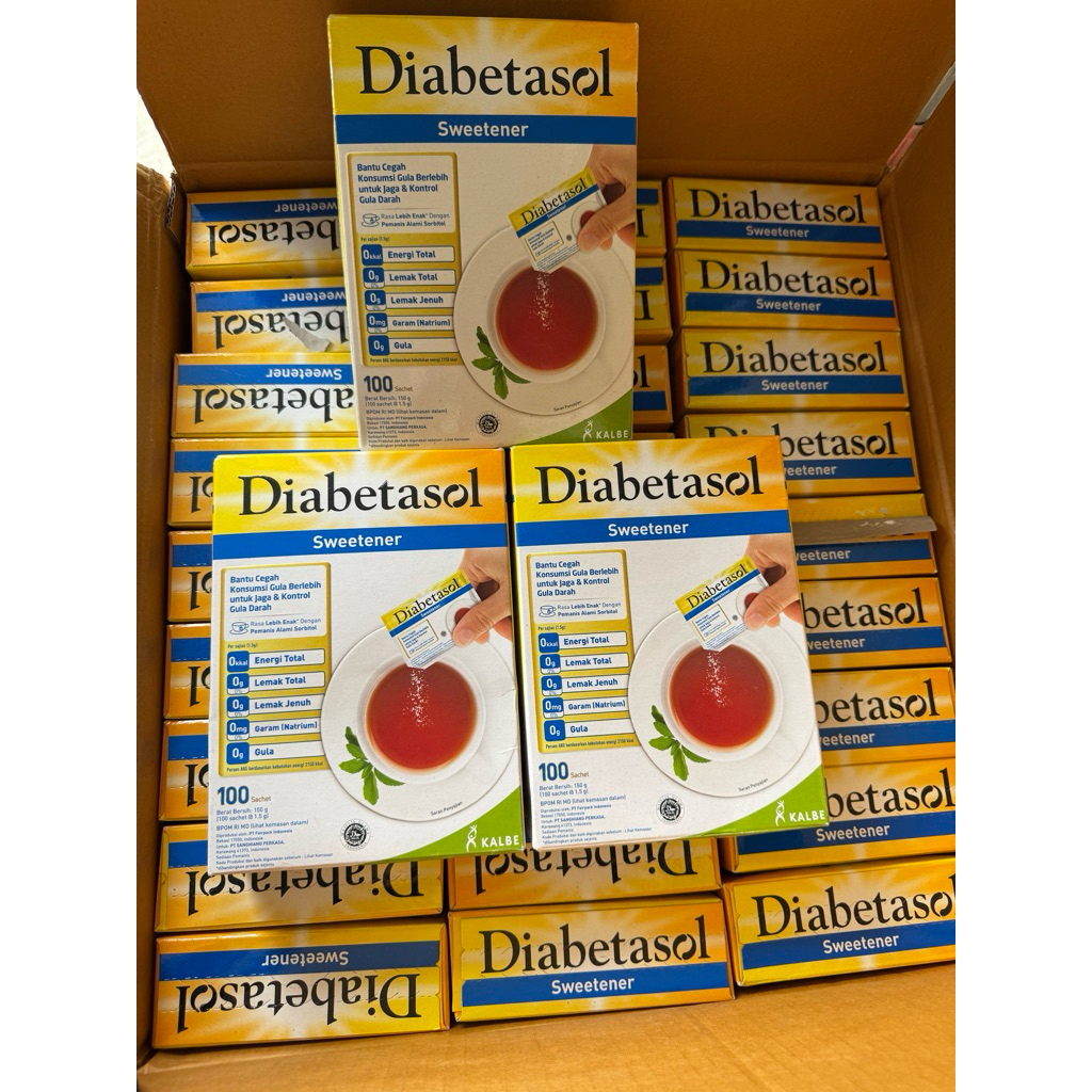 

DIABETASOL SWEETENER 100’s GULA RENDAH KALORI EXP AGUSTUS 2026