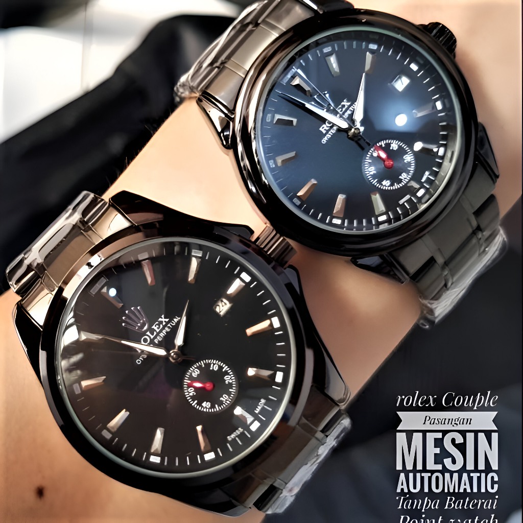 JAM TANGAN COUPLE  Jam Tangan ROLEX MESIN OTOMATIS  HC-2124 + Box Exlusive