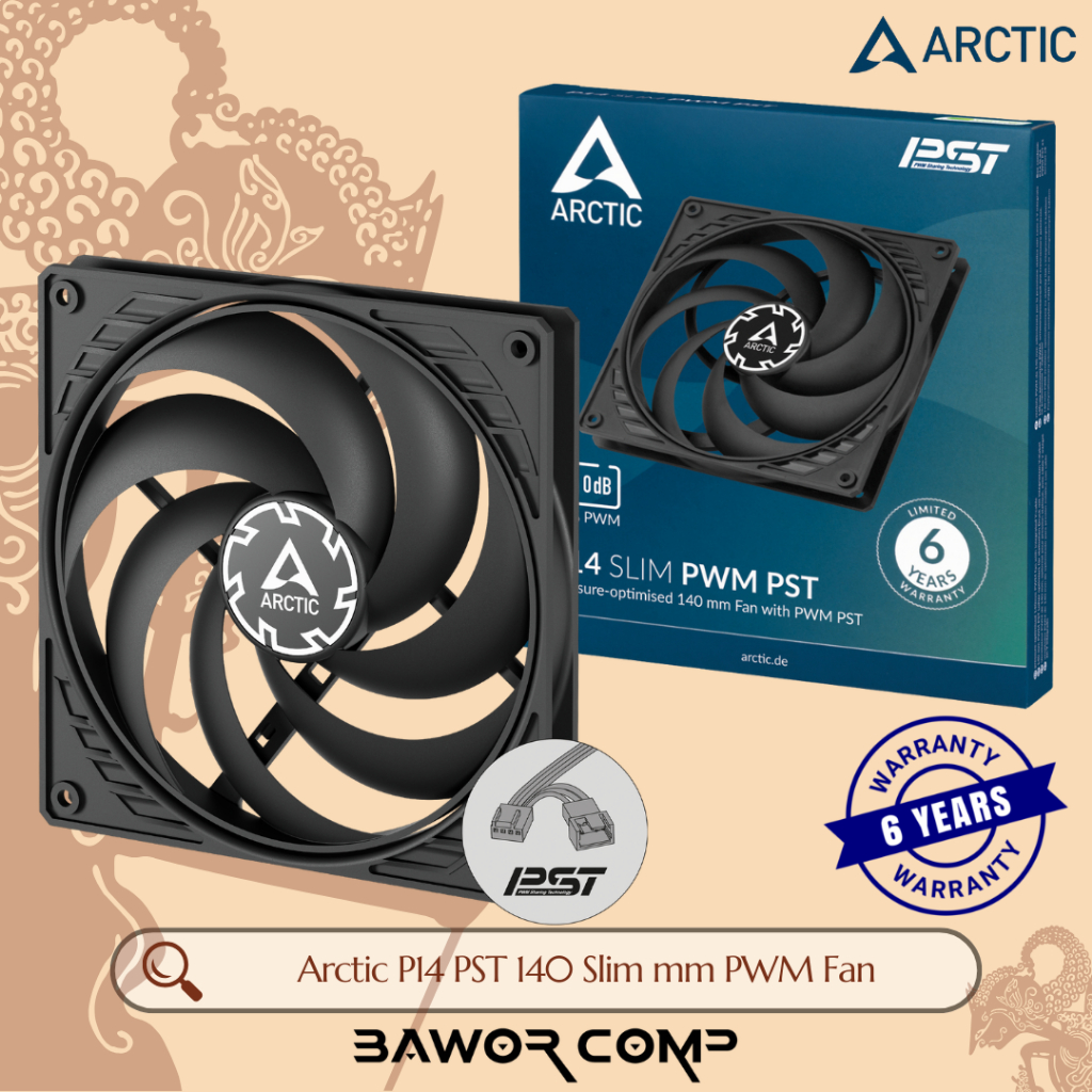 Fan Arctic P14 Slim Black PWM PST Fan Single Fan - Fan Case 120mm x 15mm 1800Rpm