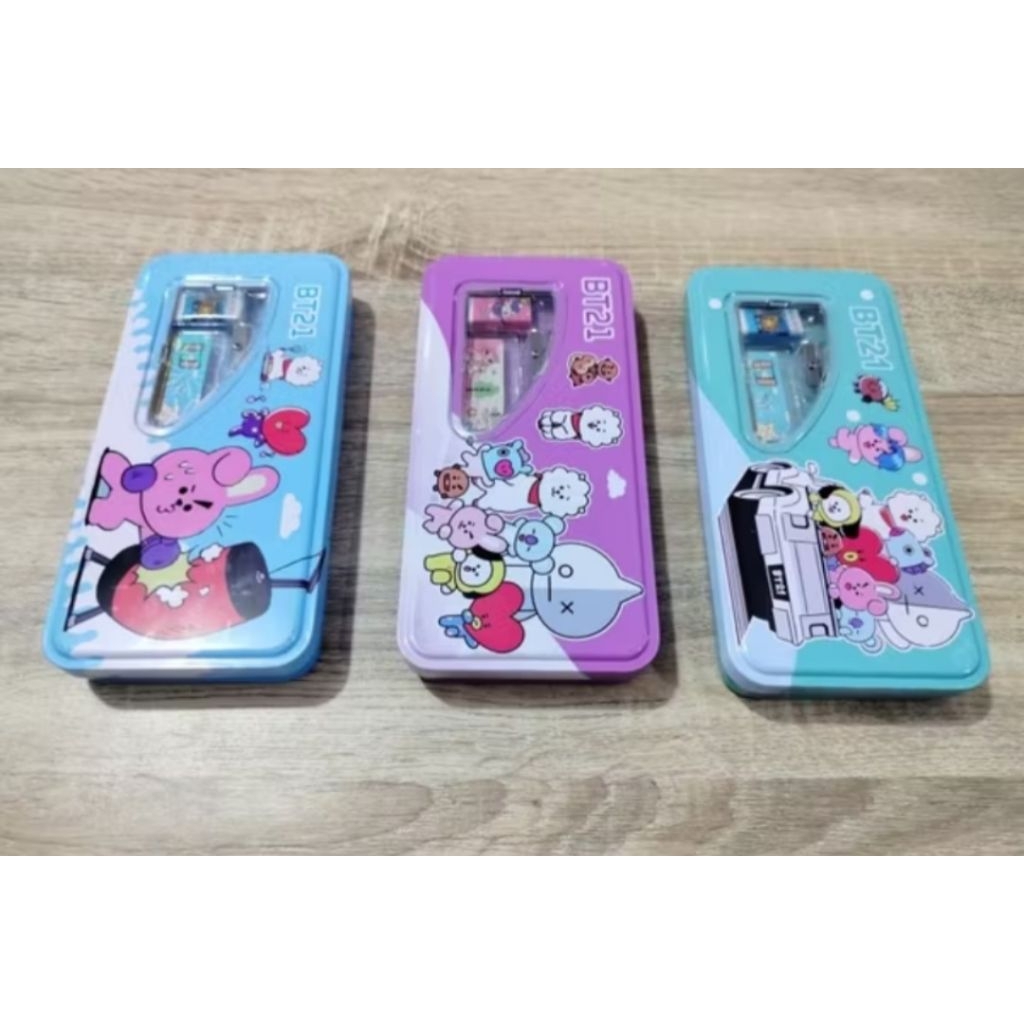 

(PCS) Kotak Pensil Kaleng Set BT21 AD-118 (MIN. ORDER 3 PCS)