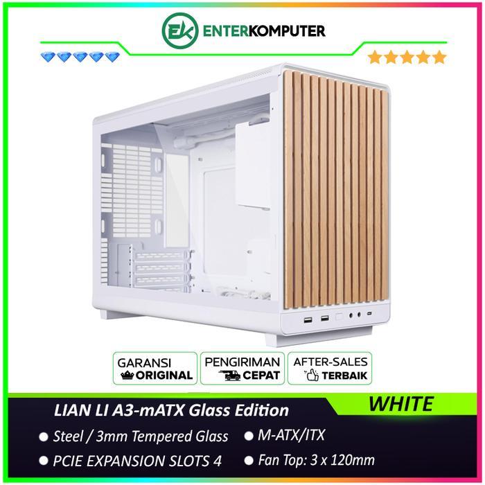 LIAN LI A3-mATX Glass Edition WHITE - 3MM Tempered Glass Panels with Beech Wood - Stylish Micro-ATX 