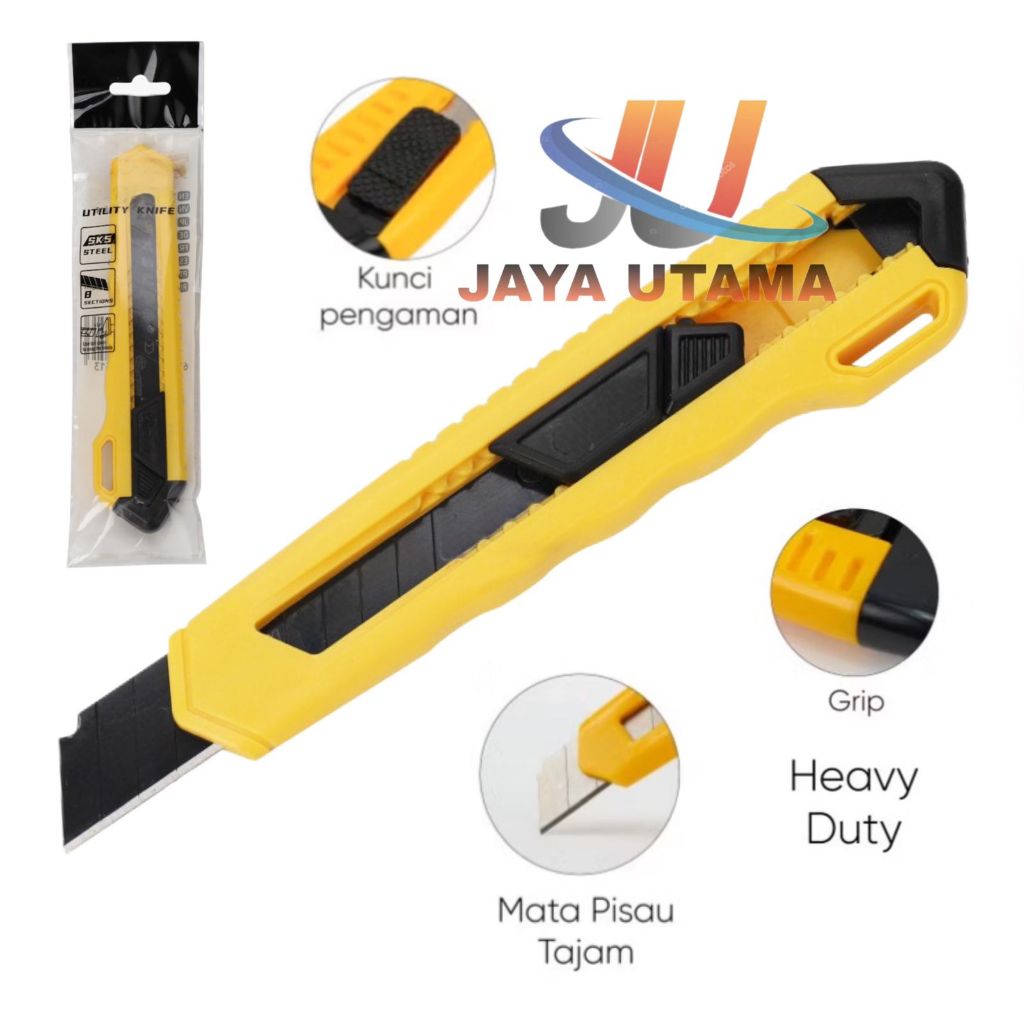 

Pisau Cutter 15cm Kuning Hitam Nyaman Digunakan Anti Slip Tahan Lama Mata Pisau Hitam Tajam Heave Duty