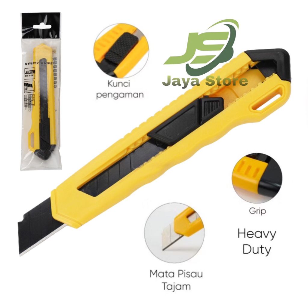 

Pisau Cutter 15cm Kuning Hitam Nyaman Digunakan Anti Slip Tahan Lama Mata Pisau Hitam Tajam Heave Duty