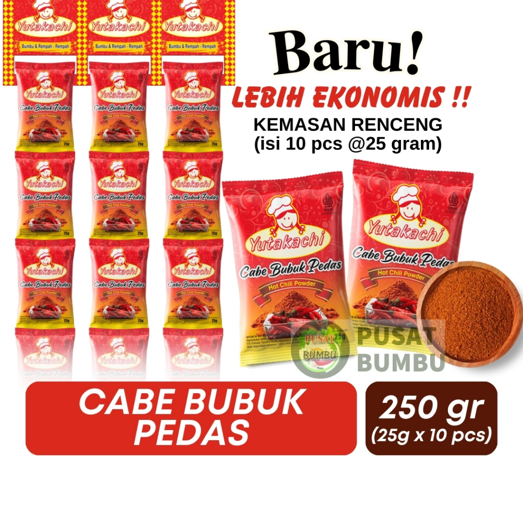 

[RENTENG] Cabe Bubuk Pedas Yutakachi uk 25gr (isi 10 pcs) - Extra Hot