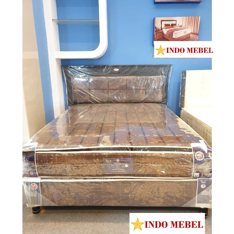 SET Spring Bed Kasur American Indopillo Sandaran Kayu Jati Padova Springbed FULLSET Promo Murah Read