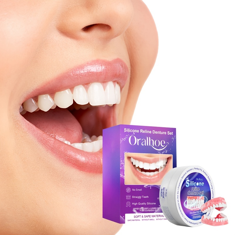 Smile 100% Gigi gingsul palsu lepas pasang Gigi palsu atas bawah Lem gigi palsu ke gusi