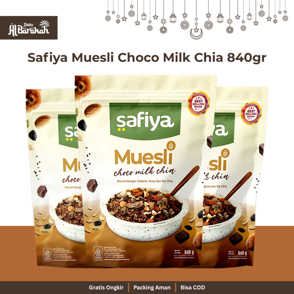 

Safiya Muesli Choco Milk 840 Gram With Chiaseed Sereal Oatmeal Diet Premium