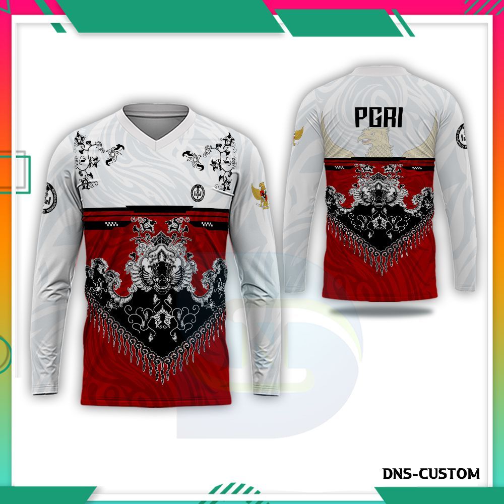 Kaos Batik Pria PGRI Fullprint Dryfit Custom