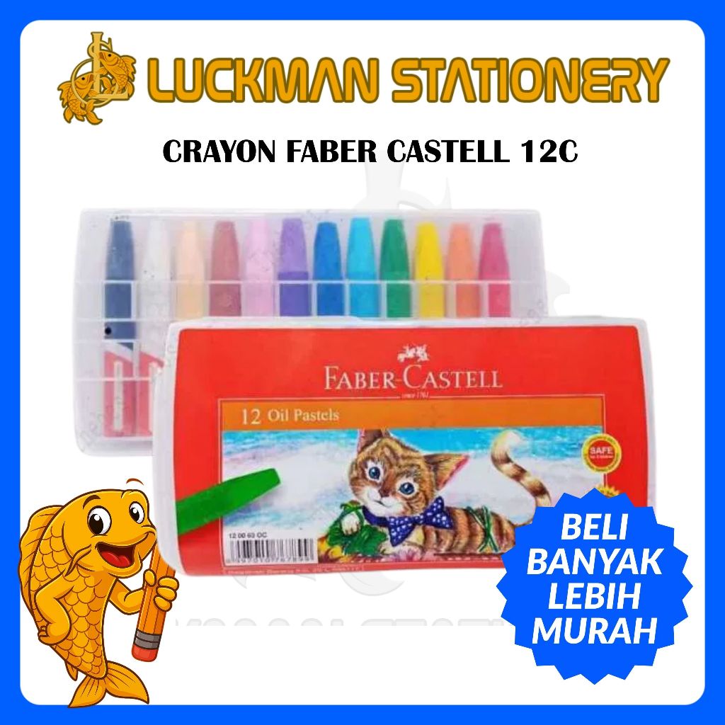 

FABER CASTELL CRAYON 12 WARNA - OIL PASTEL 12 COLOURS - KRAYON MINYAK NON-TOXIC