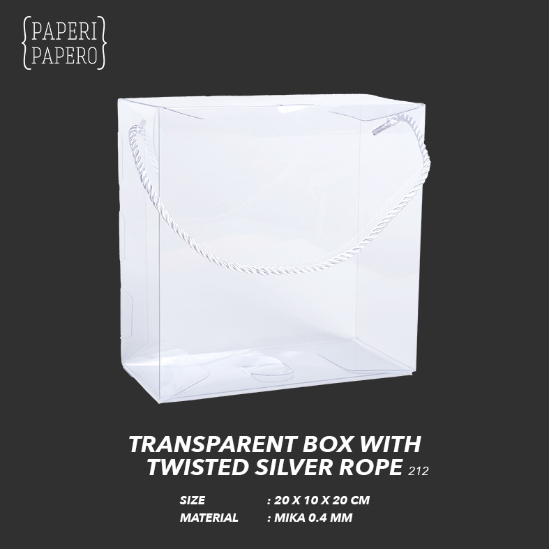 

Transparent Box Carrier (20 x 10 x 20 cm) - Kotak Mika Transparan dengan Tali Handle Silver