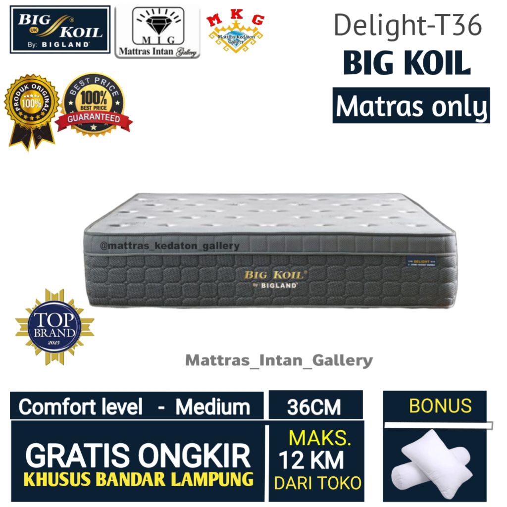 Springbed Bigland Big Koil Delight Pocket T 36cm - kasur spring bed Satu set Ori big land size 160 -