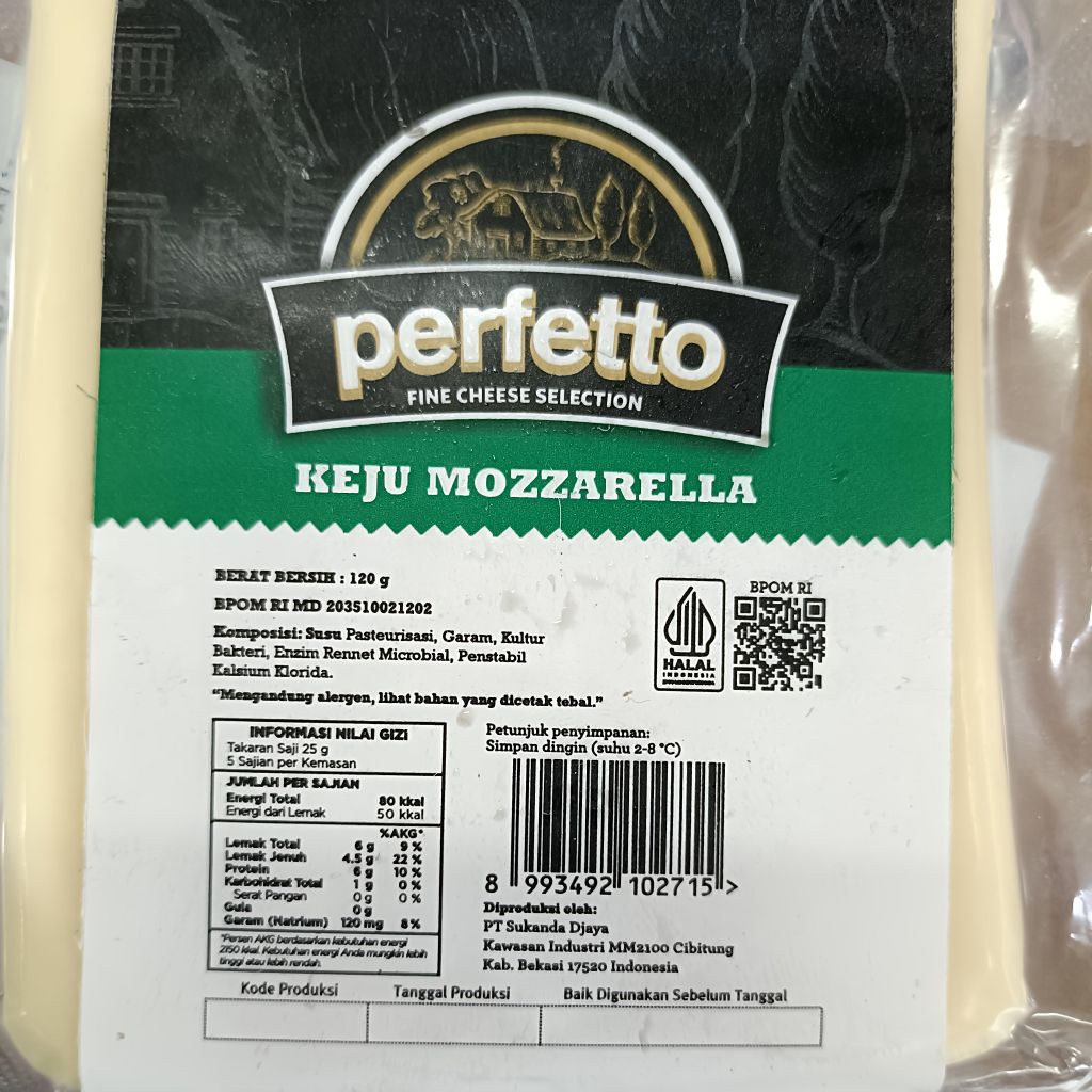 

Keju Perfetto Mozarella 120Gr / Keju Mozarella Perfetto / Mozarella Cheese Perfetto