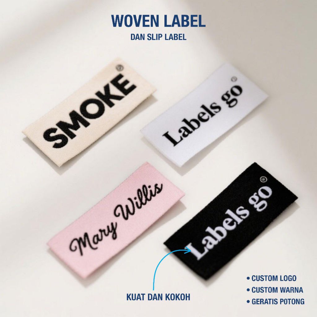 

Label woven/Label Baju Custom/Label Kerah/Label Hijab/Label Anti Luntur, label damsak