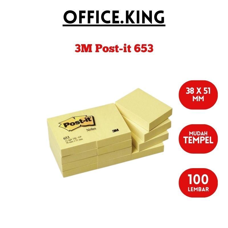 

Post it Kertas Reminder 653M- Sticky Notes 3M-38x50mm