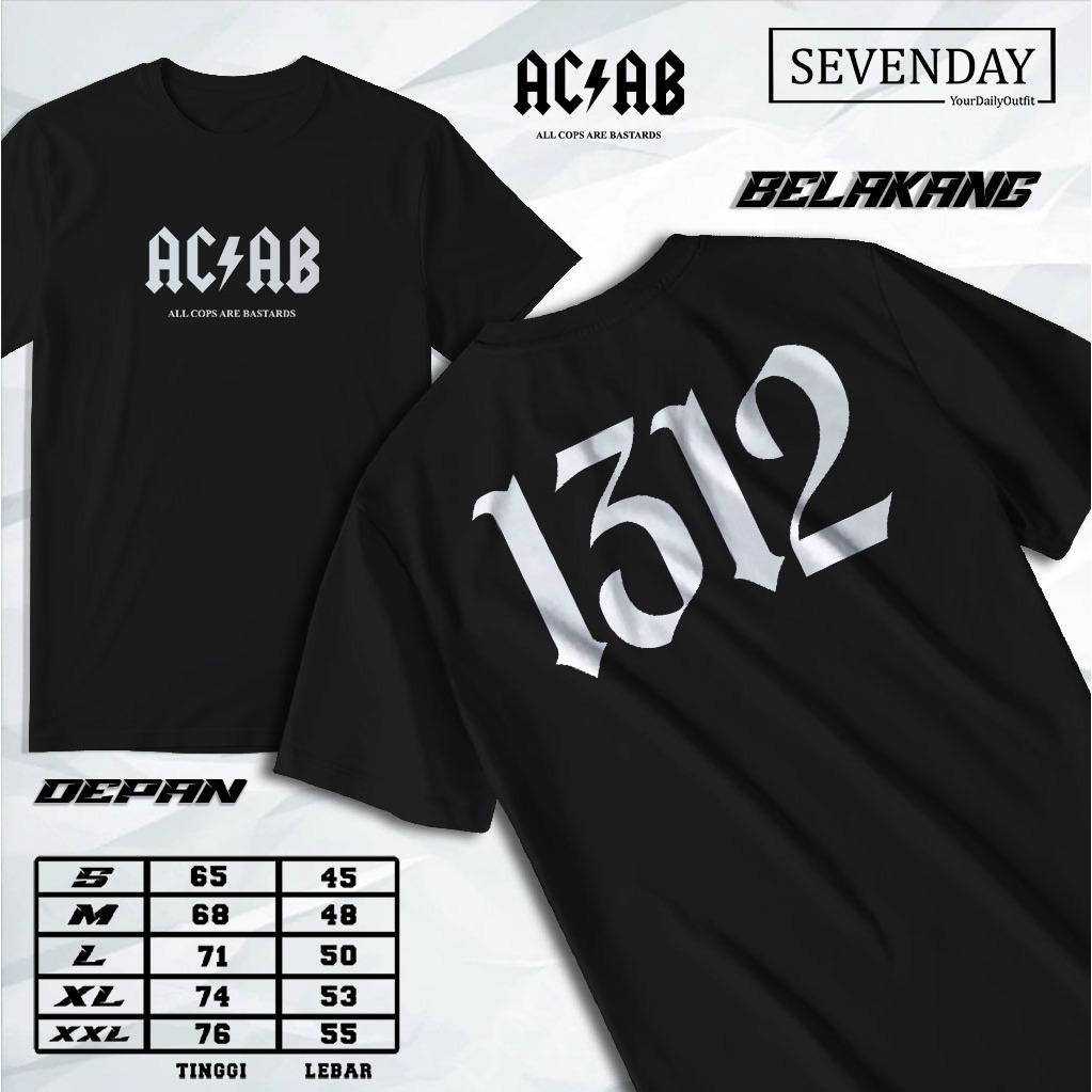 Kaos ACAB 1312 Adem Dan Nyaman || Kaos Distro  ACAB 1312 Terbaru Viral