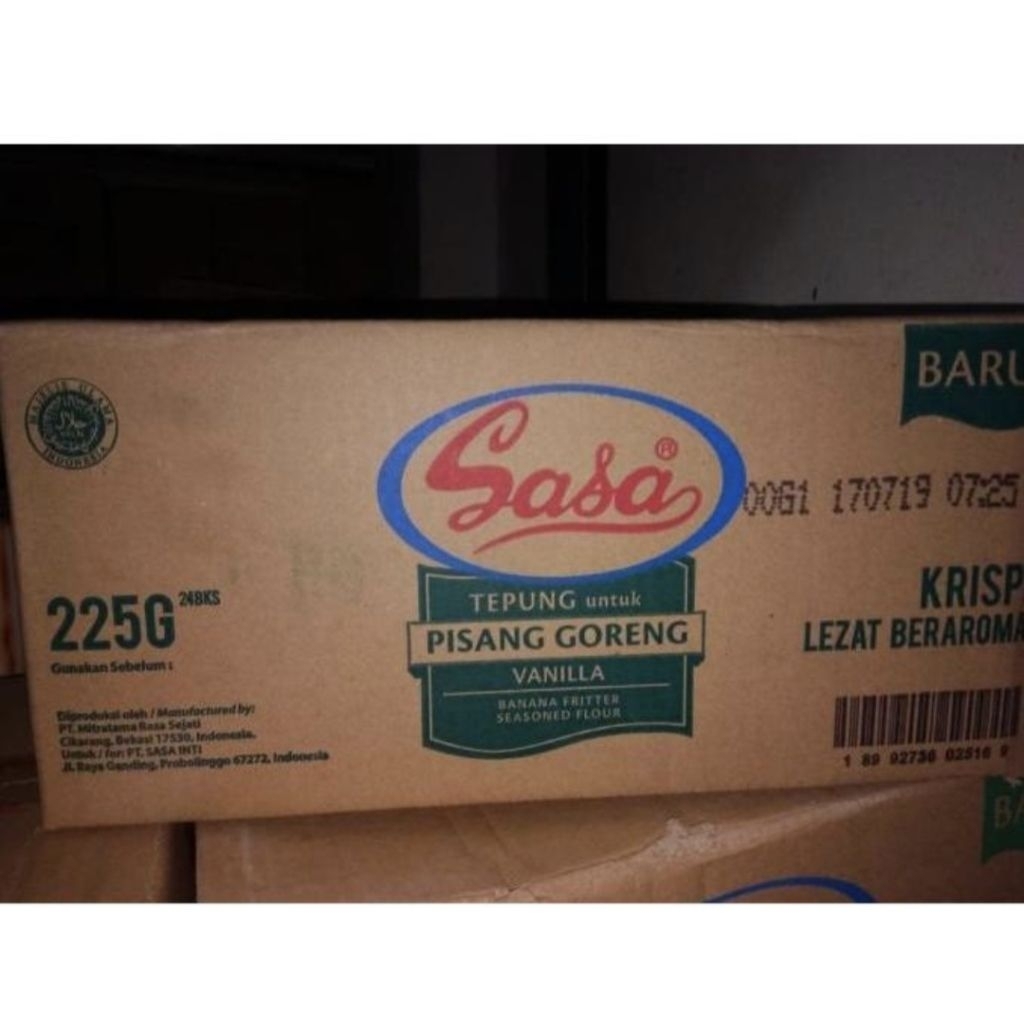 

TEPUNG PISANG GORENG SASA 1 DUS ISI 24 BUNGKUS 225 GRAM