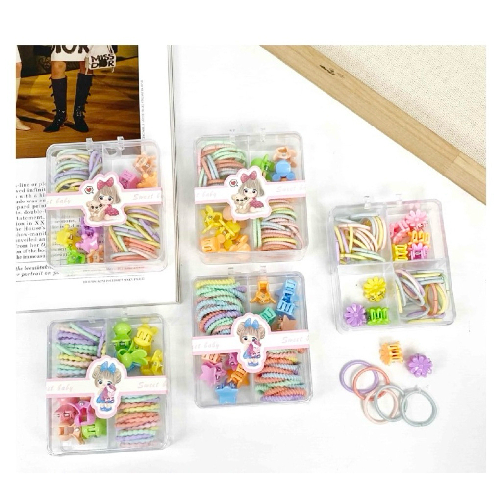 [AZ]Ikat Rambut Anak~Ikat Rambut Mix Jepit BOX~Jepit Lucu anak