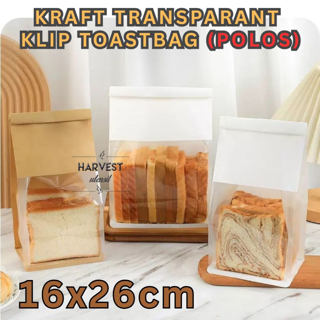 

(20pcs) 16x26 TOASTBAG KRAFT TRANSPARAN / KANTONG ROTI KRAFT TRANSPARAN / KANTONG ROTI TAWAR KUE KERING